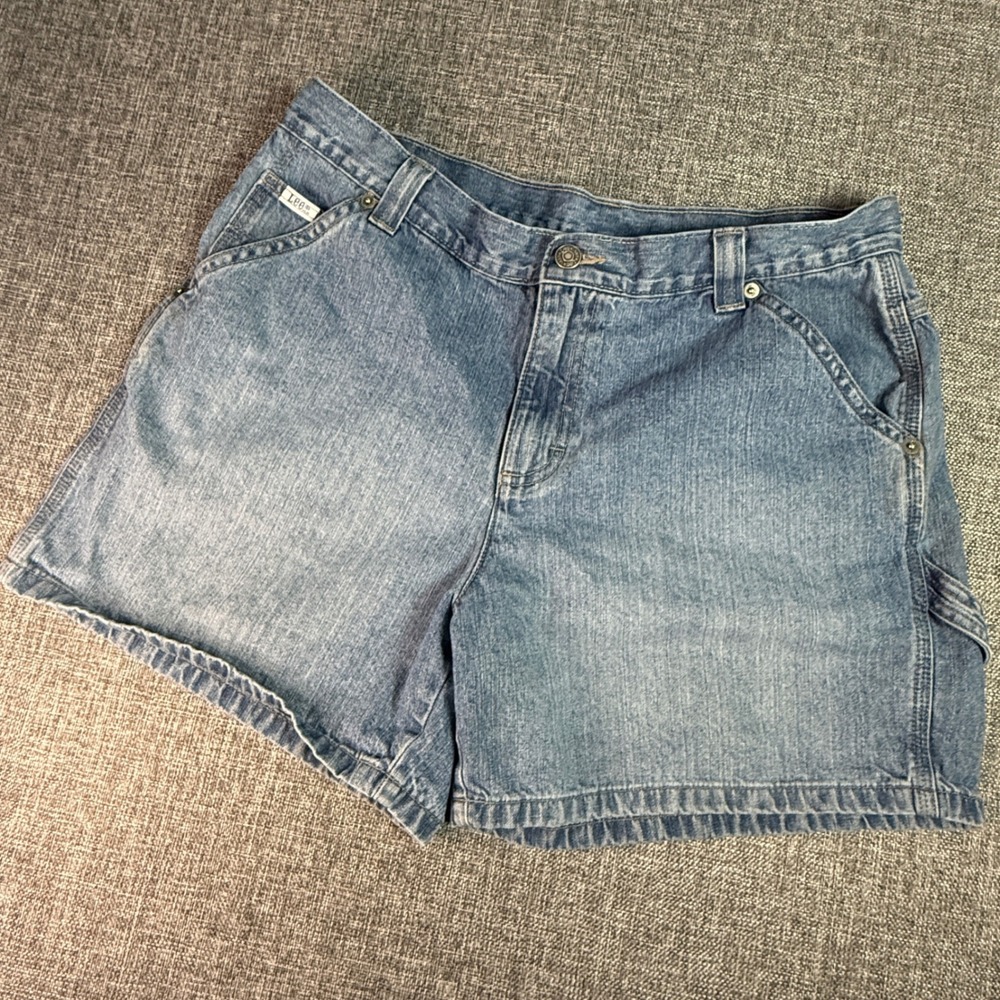Vintage Lee Womens Shorts | Size 12M | Blue Denim Carpenter High Rise
